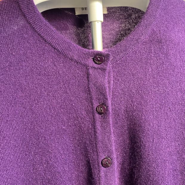 DECORO 캐시미어 100%가디건 퍼플 L