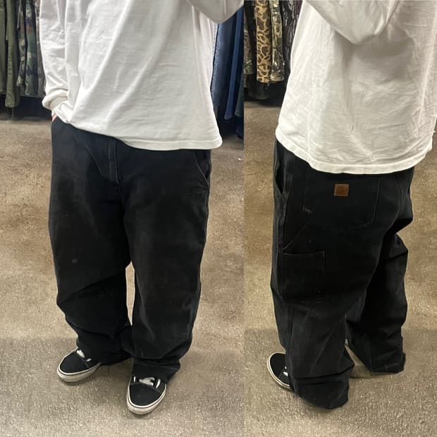 칼하트 블랙 카펜터 팬츠 (37“)