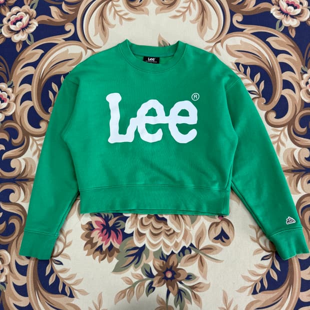 (우먼즈S) 리 LEE 빅로고 크롭 맨투맨(그린)