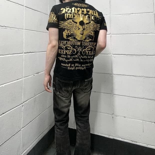glitter skull back printing short