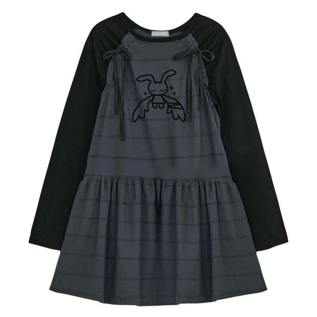 허그유어스킨 엔젤 패치 래글런 드레스