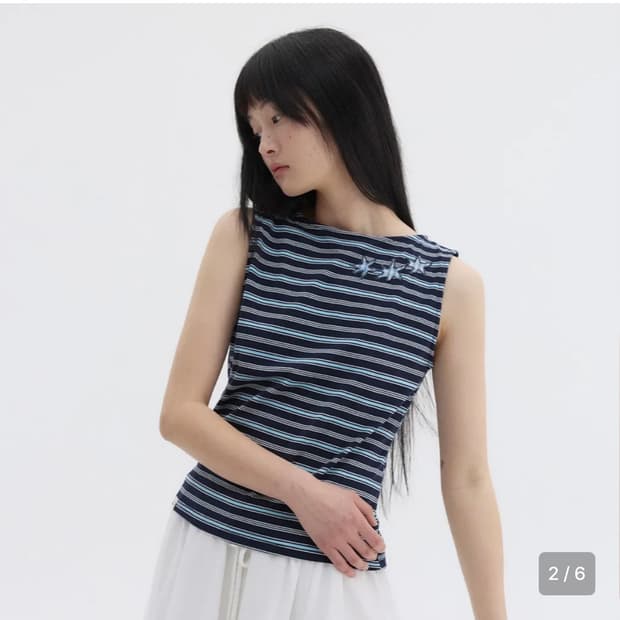 오헤시오 스프라이트 보트넥 슬리브리스 네이비