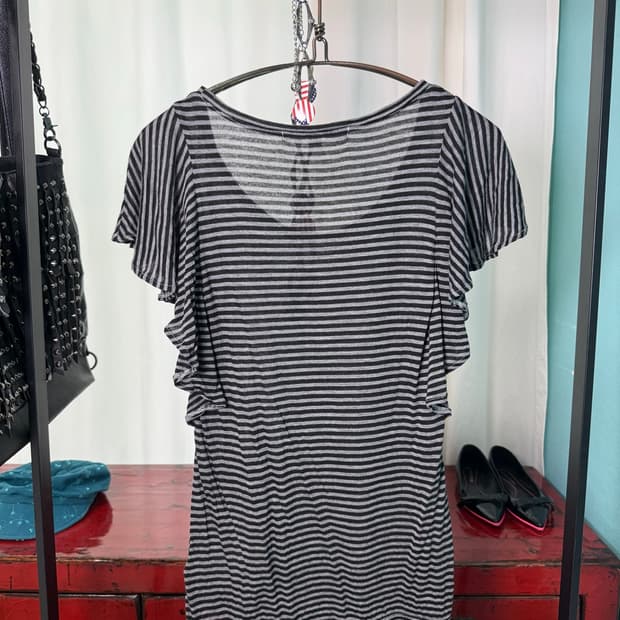 Lyocell Ruffled Stripe Tee