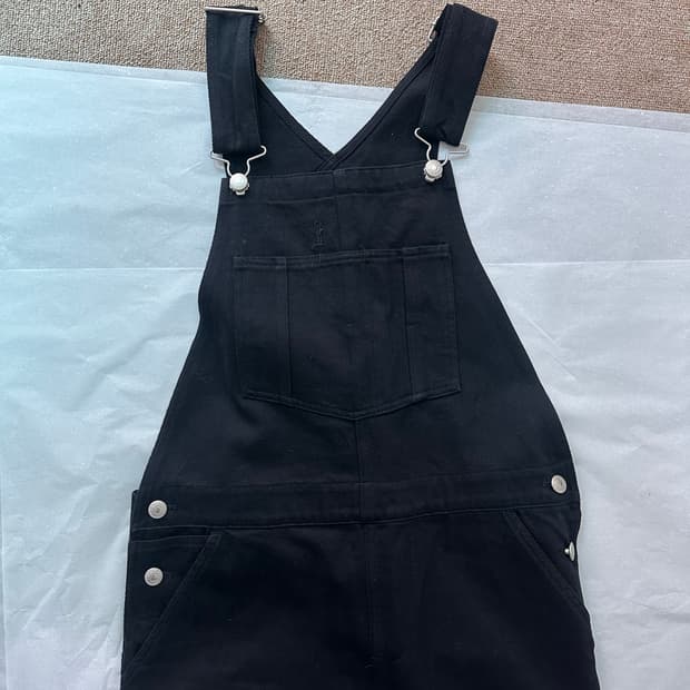 GREENBUTTER 그린버터 블랙 롱 데님 오버롤 스커트