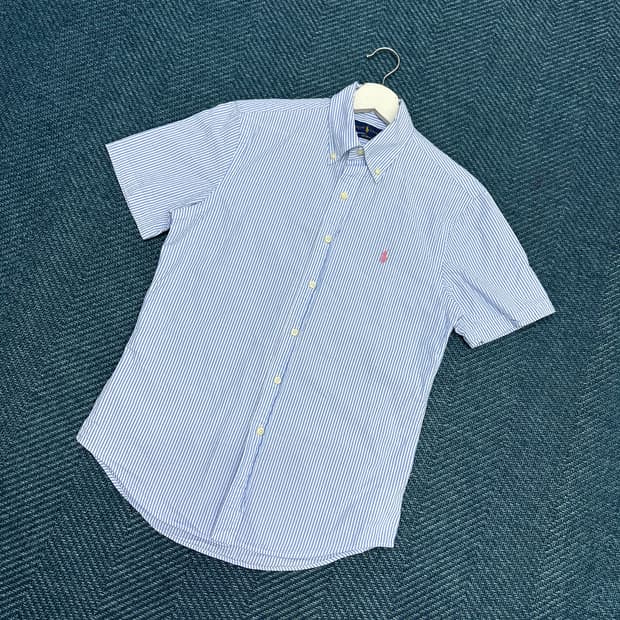 [S] 폴로 시어서커 스트라이프 반팔 셔츠