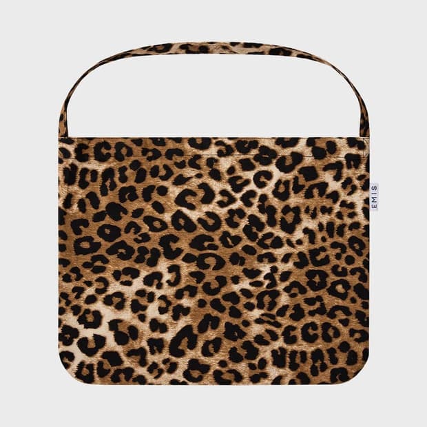 이미스 뉴레오파드 코듀로이 에코백 베이지