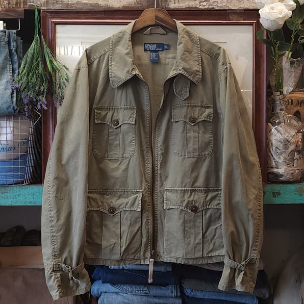 90s 폴로 랄프로렌 밀리터리 필드자켓 모터사이클 그린 L