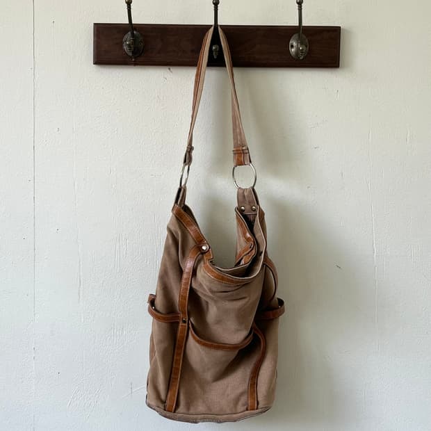 90‘s KAZZOC 캔버스 레더 쇼퍼백