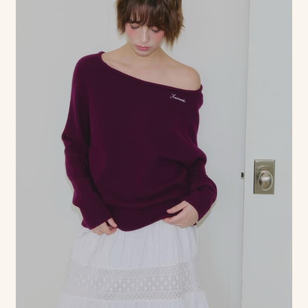 프랑메리코 몽트 오프숄더 니트 그레이프 퍼플 mont knit