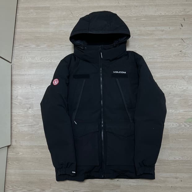 볼컴 덕다운 후드 와펜 파카 패딩 점퍼 [블랙] XL/105