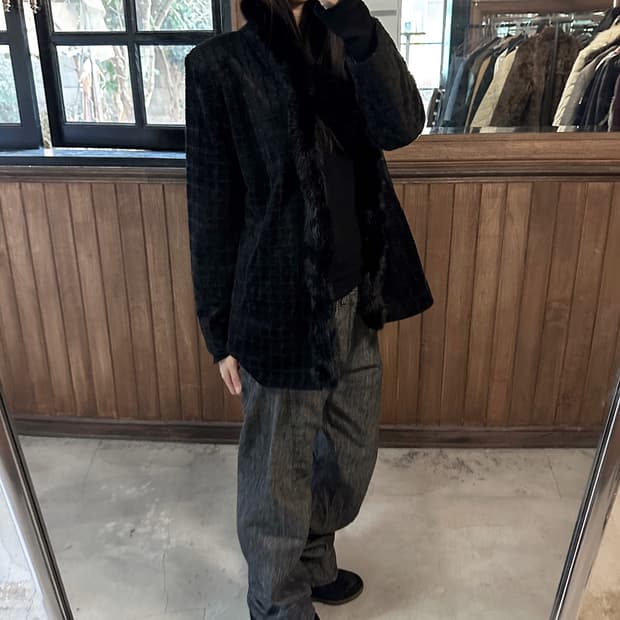 JPV fur trimming velvet jacket