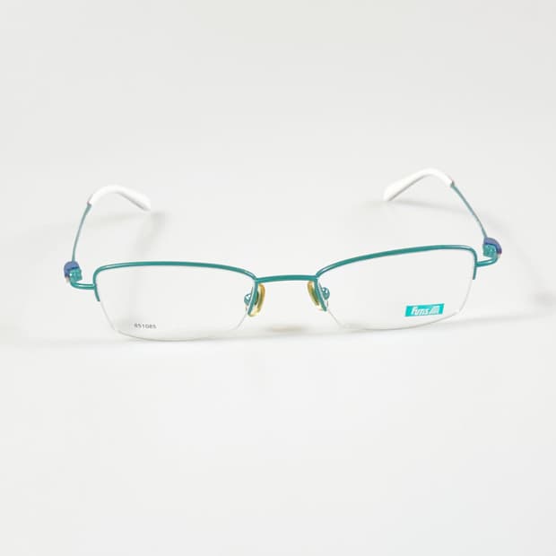 90s FUTIS 터콰이즈 반무테 스퀘어 메탈 빈티지 안경