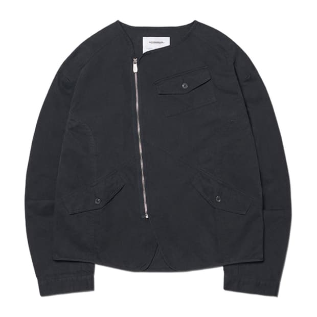 노매뉴얼 워시드 카라리스 사선 지퍼 자켓