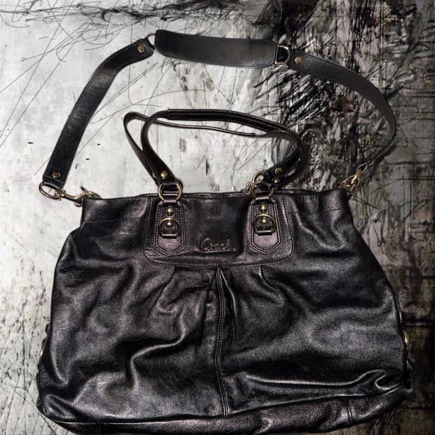 Coach black leather bag
