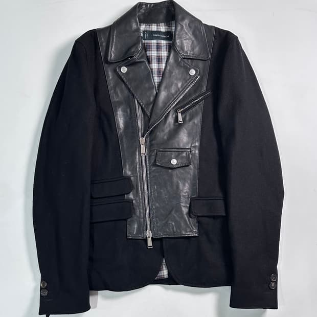 디스퀘어드 울/레더 바이커 자켓