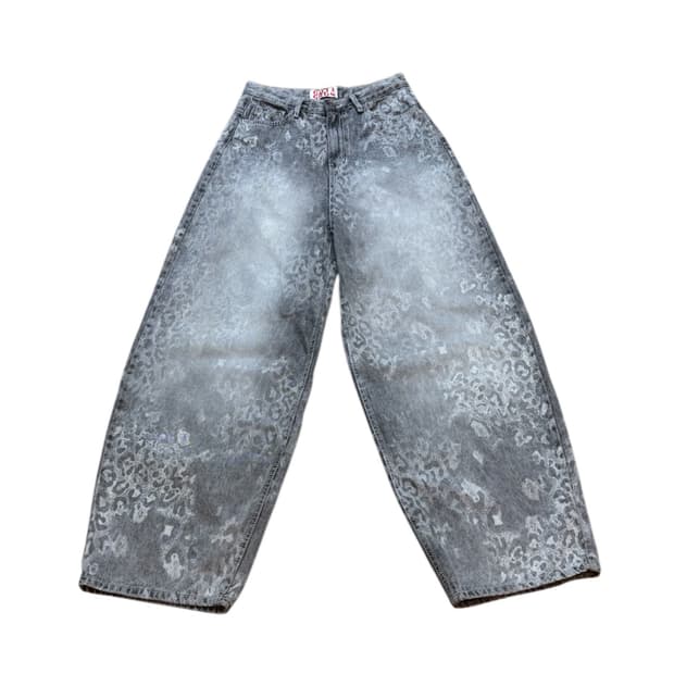 OOTJ 레오파드 그레이 데님 팬츠