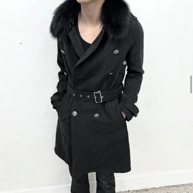 fur buckle detail coat