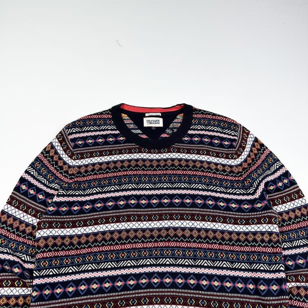 타미힐피거 데님 노르딕 패턴 니트 (L)