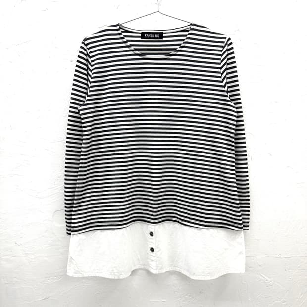 kansai bis 스트라이프 레이어드 롱슬리브