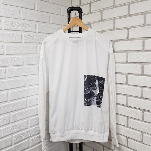 [46/100/정품] 준지 프린팅 셔츠 긴팔티 화이트