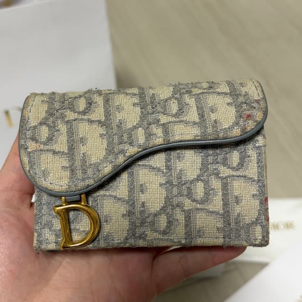 디올 오블리크 새들 지갑