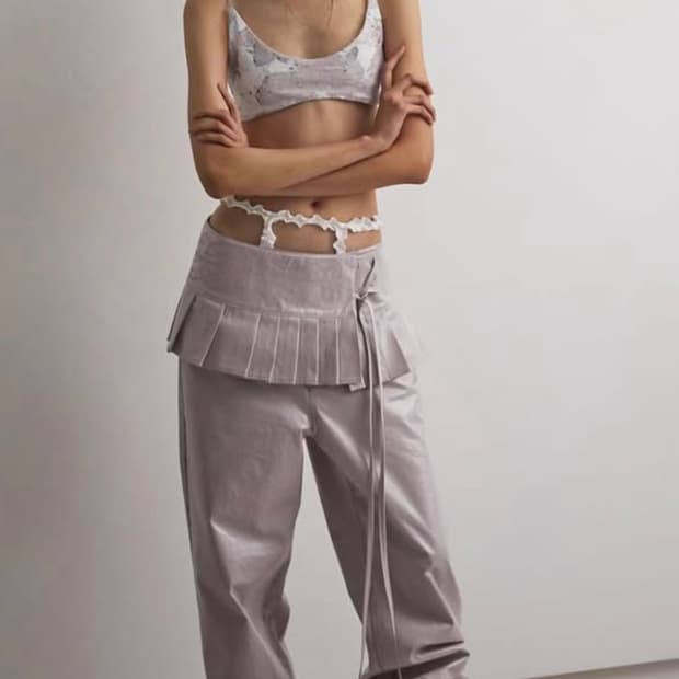 Graphic pants + skirt pink