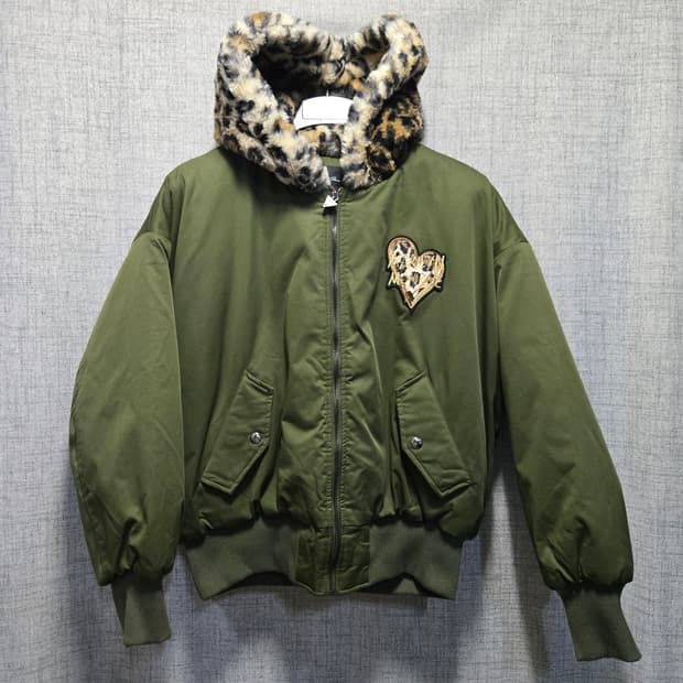 게스 마릴린 레오파드  패딩  봄버 점퍼 