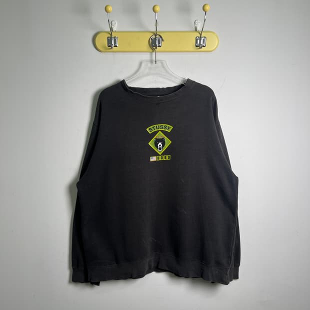 90's 올드 스투시 베어 로고 맨투맨 XL