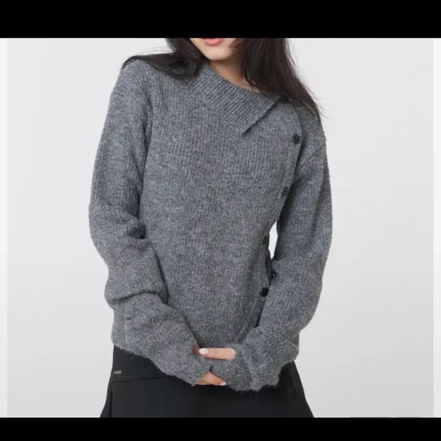 미세키서울 사이드 버튼 니트 그레이