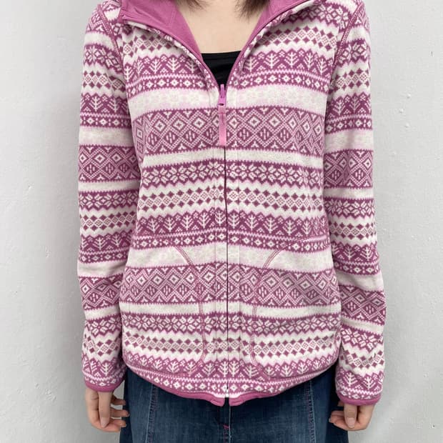 니혼진 핑크 노르딕 플리스 집업