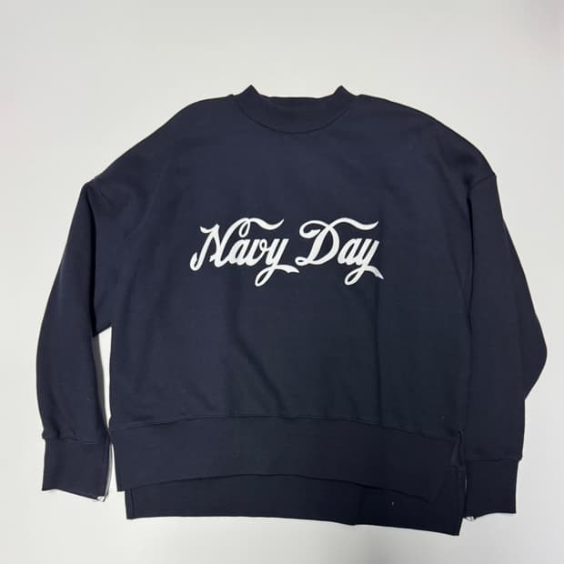 여성 스튜디오톰보이 기모 오버핏 맨투맨 네이비