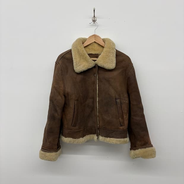 브라운 무스탕 가죽 자켓 여/M