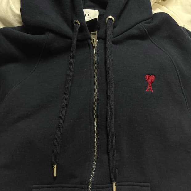 아미 네이비 후드집업 