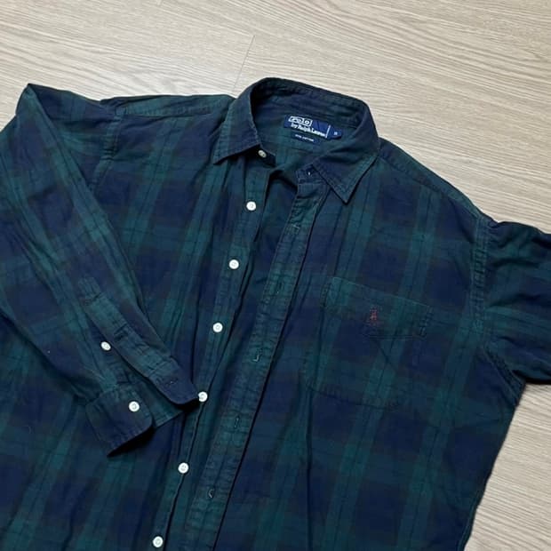 폴로 긴팔 체크 셔츠 남방