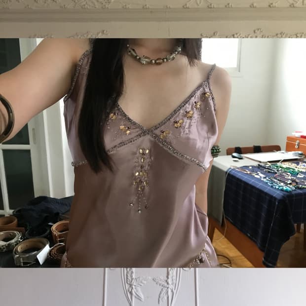 vintage beads sleeveless