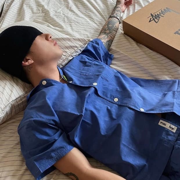 스투시 X 테클라 숏슬리브 포플린 파자마 셔츠 울트라마린