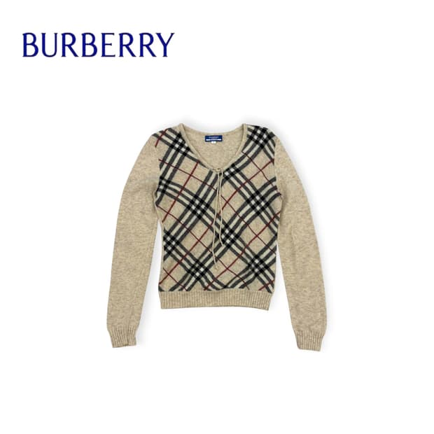 버버리 블루라벨 노바체크 울니트 롱슬리브