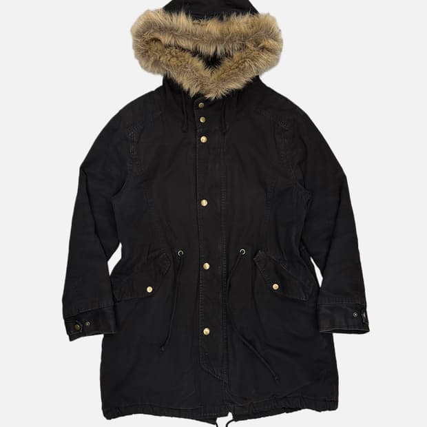 black fur hood field parka