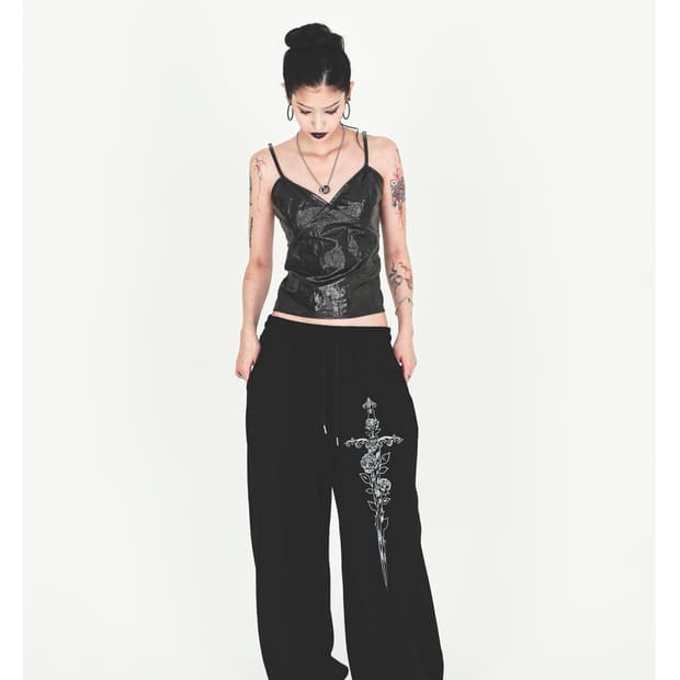 (공홈품절 새상품) 달링유어배드 코르셋 기모 스웻팬츠 BLACK