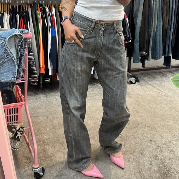 에드윈 505D 흑청 셀비지 루즈 스트레이트 데님 팬츠(28)