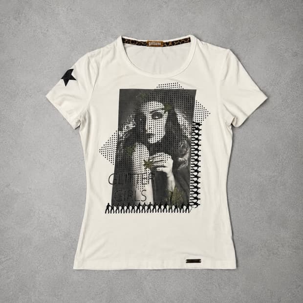 John Galliano Glitter Girls Graphic Tee
