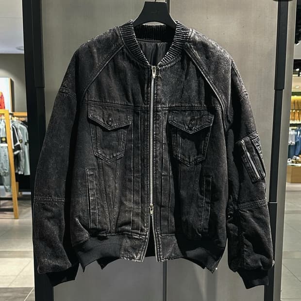 준지 흑청 데님 트러커 마원 MA-1 자켓 점퍼 46사이즈