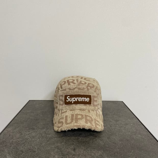 (OS) 슈프림 박스로고 캠프캡 모자 스펠아웃 베이지