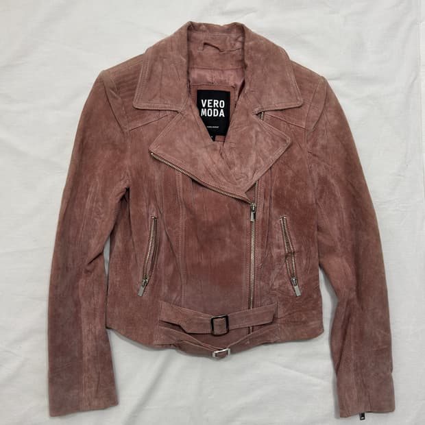 veromoda pink suede rider jacket