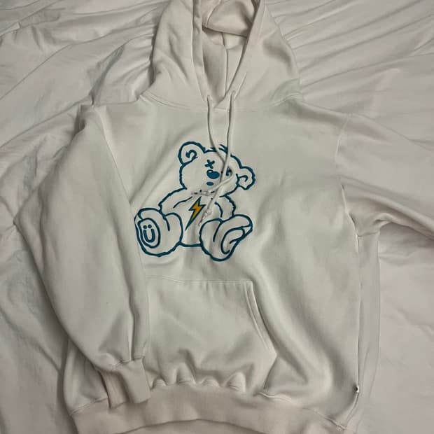 Istkunst 썬더 베어 후드티 화이트 XL