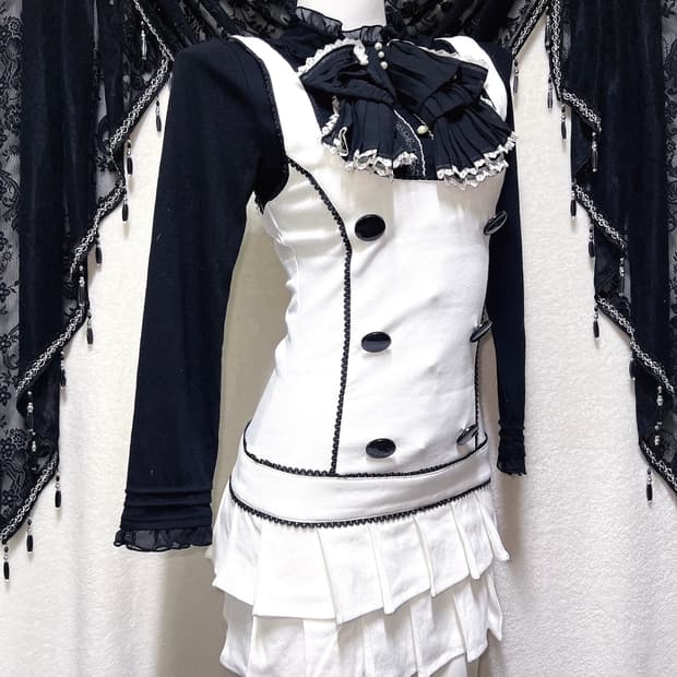 트랄라라 플리츠 멜빵 스커트 탑원피스 로맨틱갸루 로걀 키치 펑크 히메