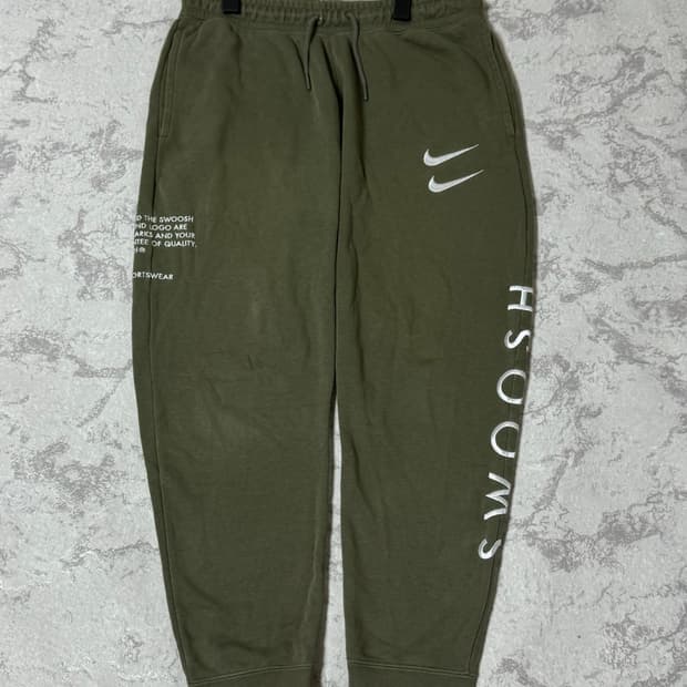 나이키 더블 스우시 카키 조거 면 바지