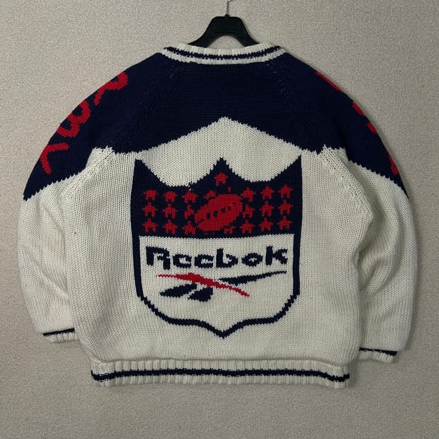 (XL) 90s 올드 리복 헤비 스웨터 니트 집업