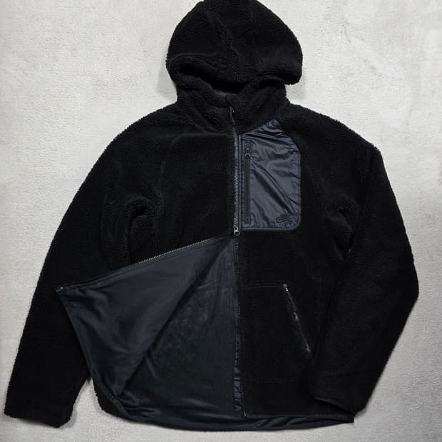 나이키 뽀글이 후리스 후드 집업 자켓 블랙
