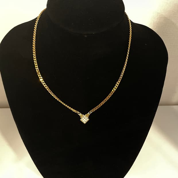 랑방 골드 라인스톤 목걸이